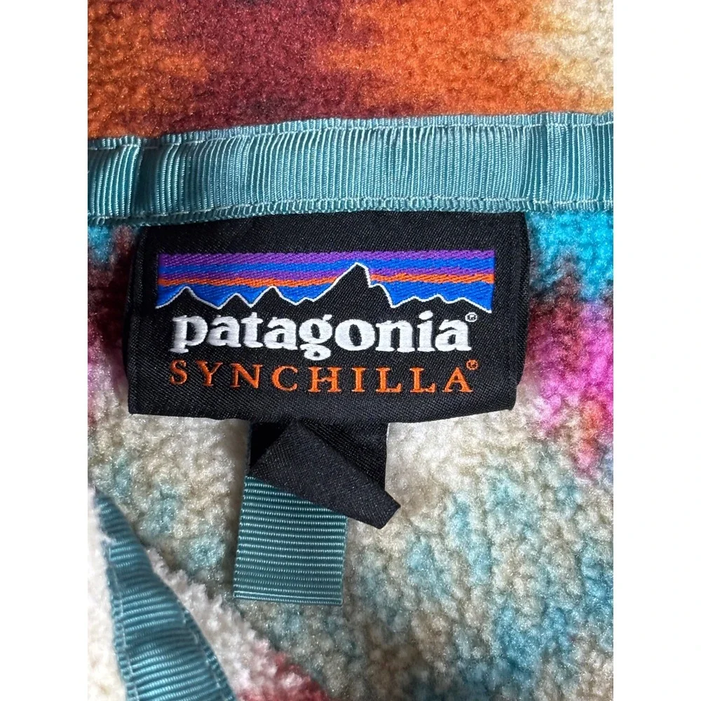 Patagonia Synchilla‎ Fleece Pullover Retro Aztec Pattern Snap T Size S